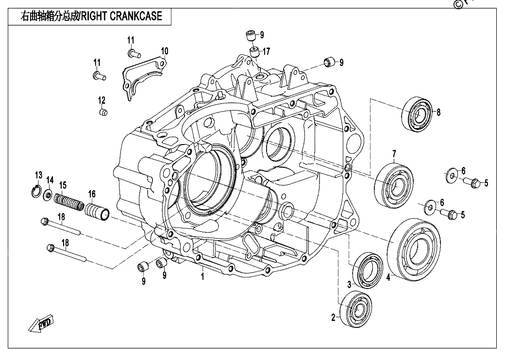 Diagrama de RIGHT CRANKCASE