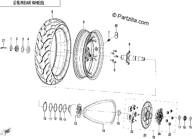 Diagrama de REAR WHEEL