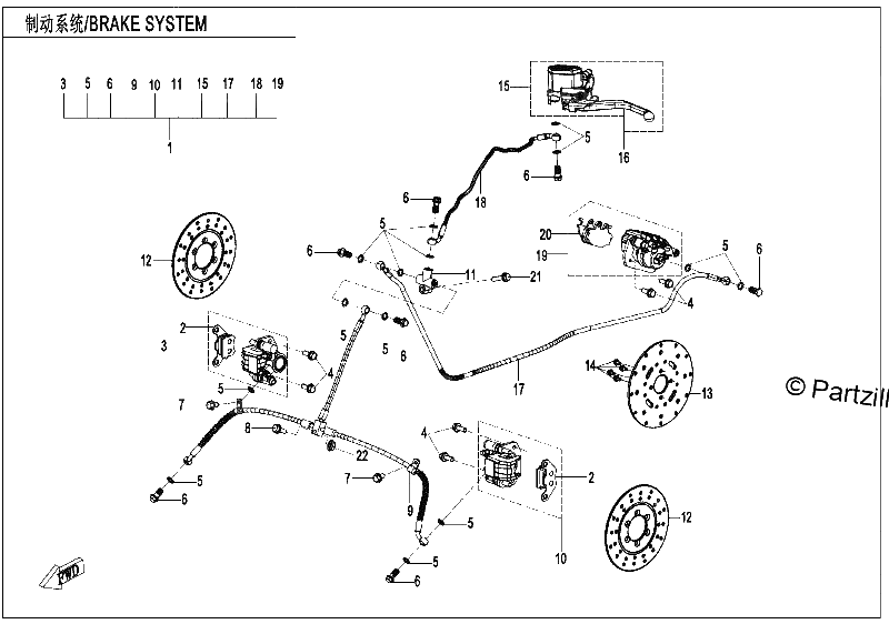 Diagrama de BRAKE SYSTEM BOLT ADJUSTMENT