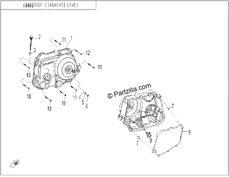 Diagrama de RIGHT CRANKCASE COVER