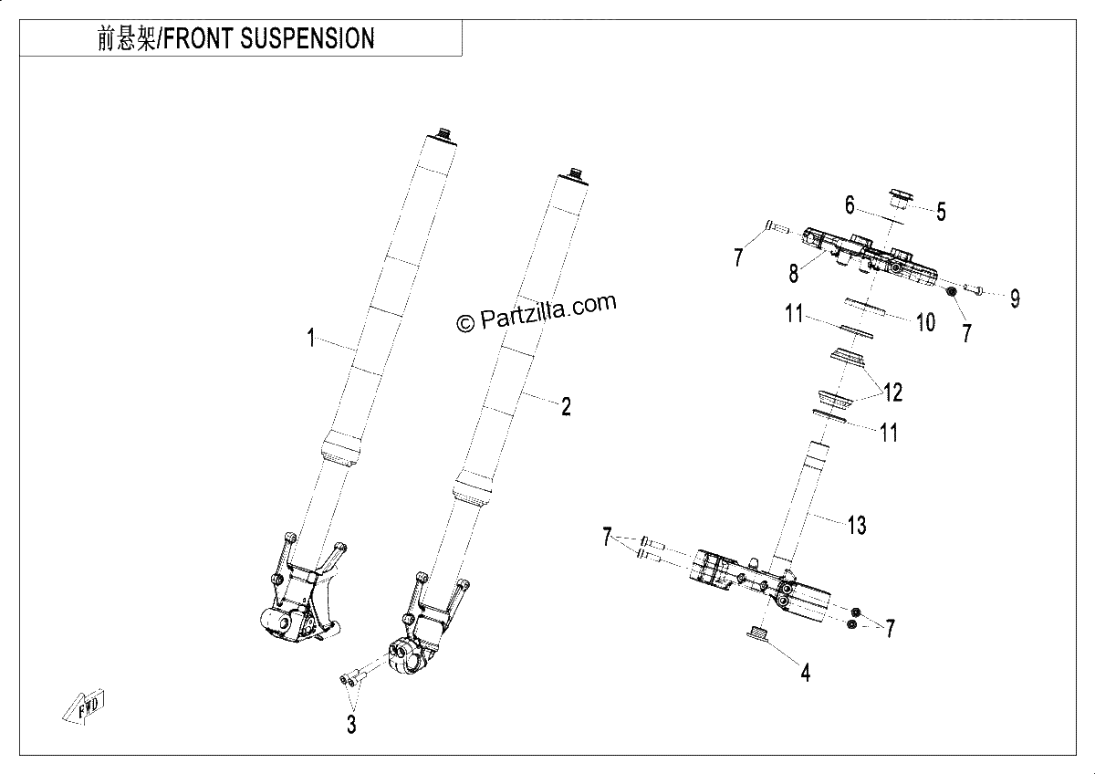 Diagrama de FRONT SUSPENSION ZEPHYR BLUE