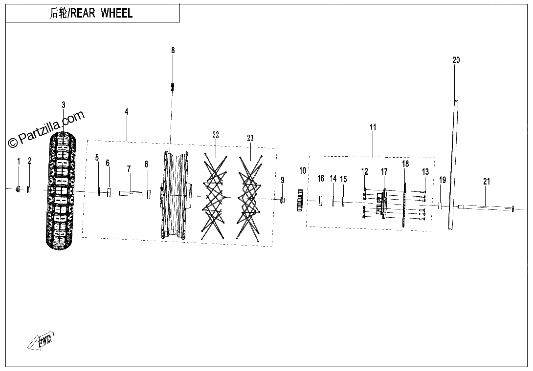 Diagrama de REAR WHEEL