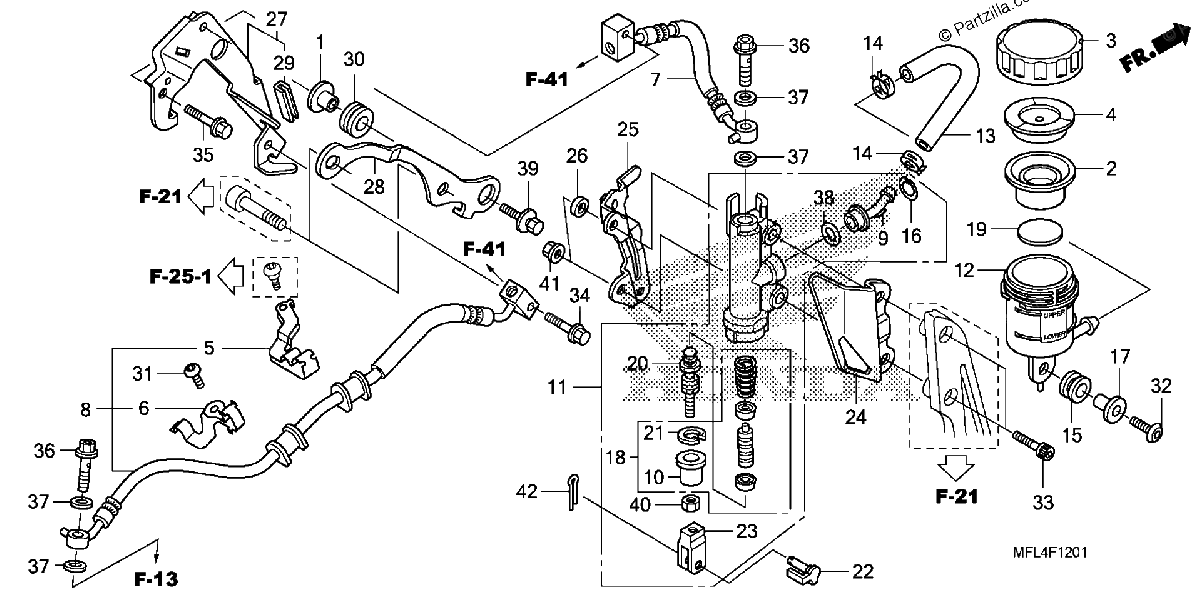 Diagrama de REAR BRAKE MASTER CYLINDER CBR1000RA