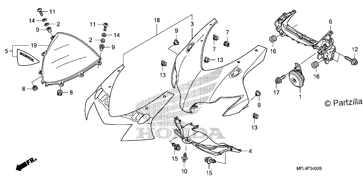 Diagrama de UPPER COWL