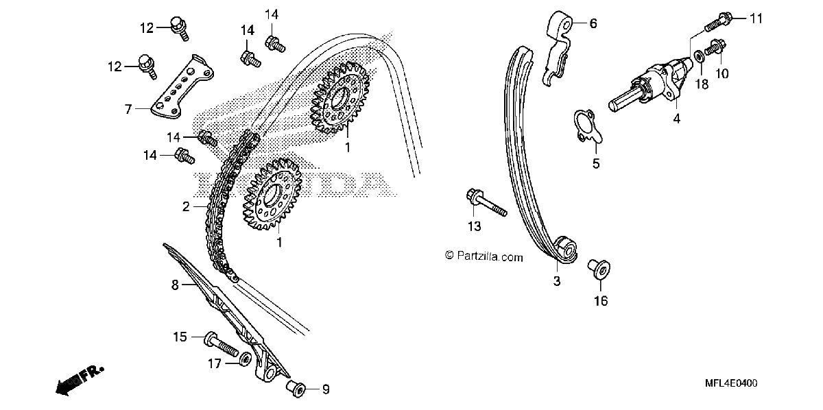 Diagrama de CAM CHAIN TENSIONER