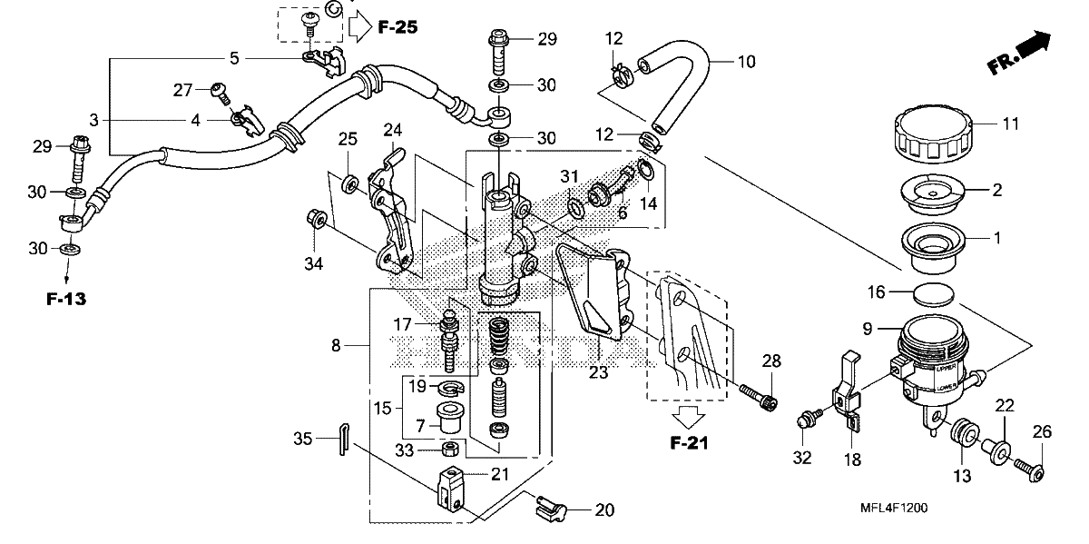 Diagrama de REAR BRAKE MASTER CYLINDER CBR1000RR