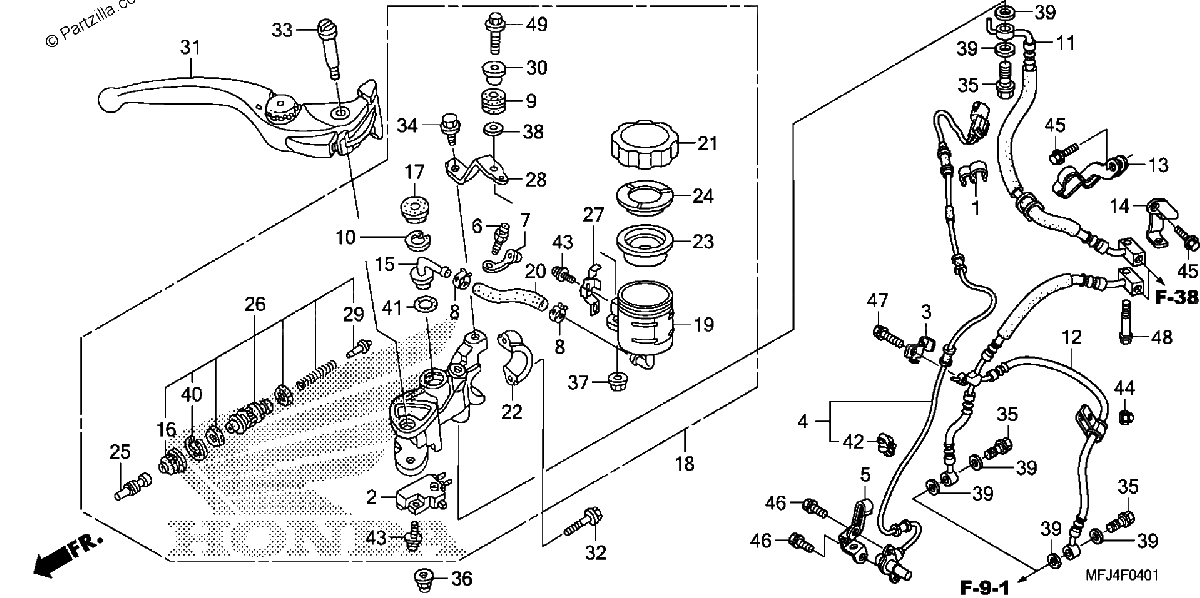 Diagrama de FRONT BRAKE MASTER CYLINDER CBR600RA