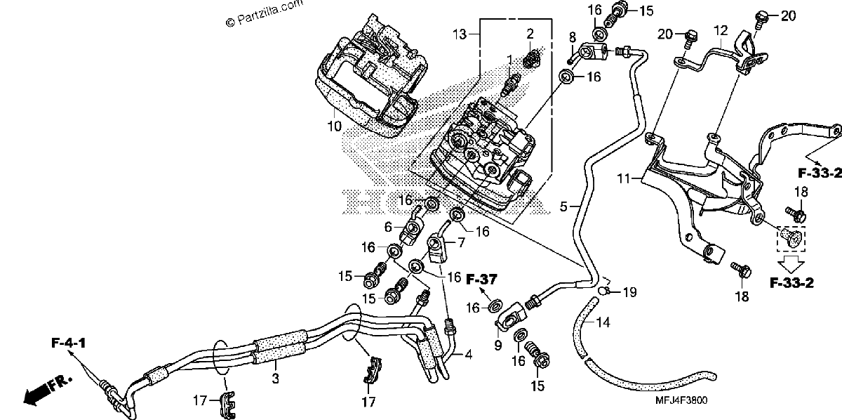 Diagrama de FRONT VALVE UNIT CBR600RA