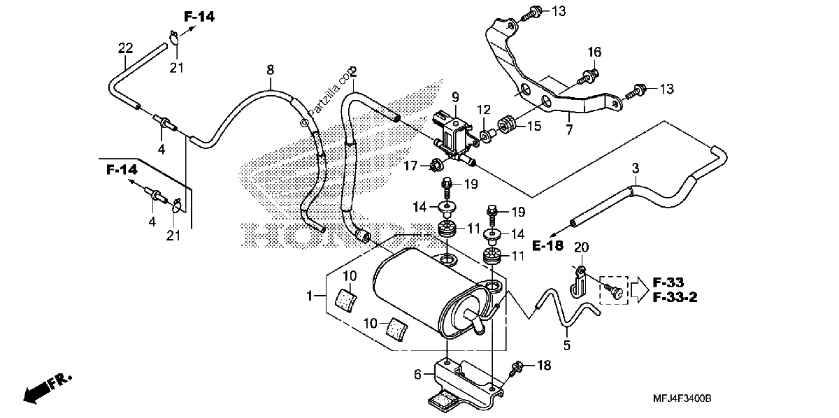 Diagrama de EVAP CANISTER CBR600RR