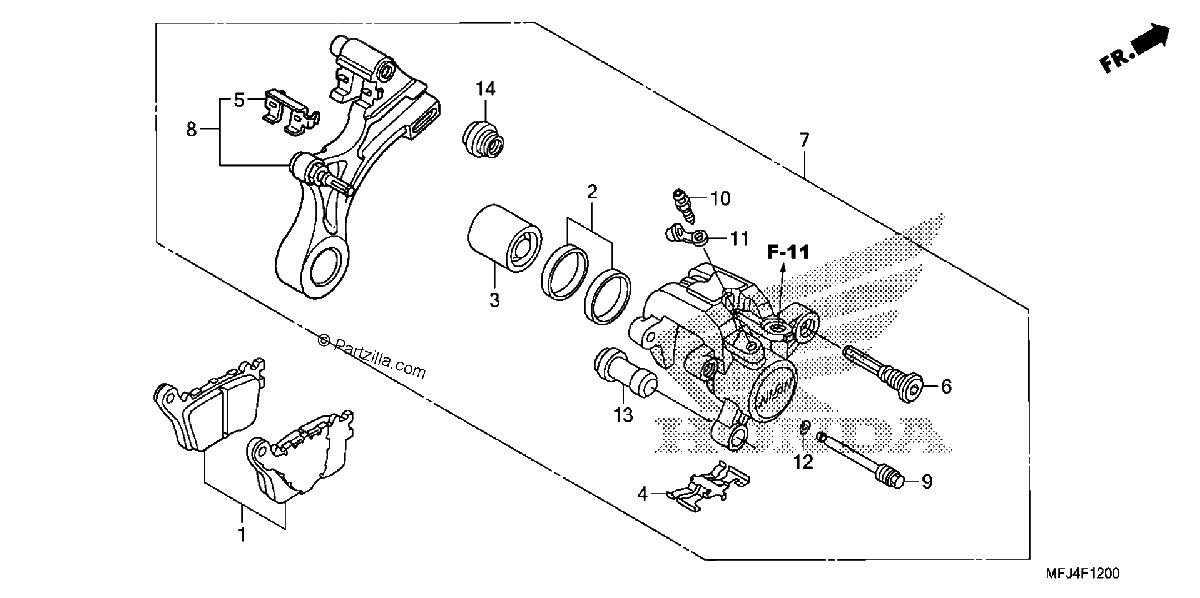 Diagrama de REAR BRAKE CALIPER CBR600RR