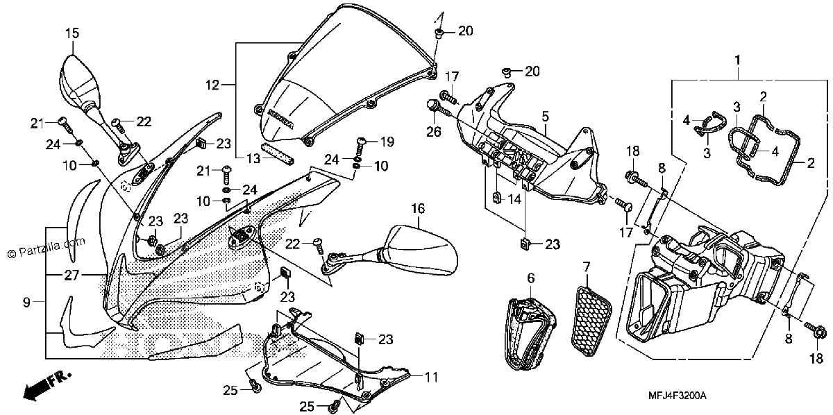 Diagrama de UPPER COWL