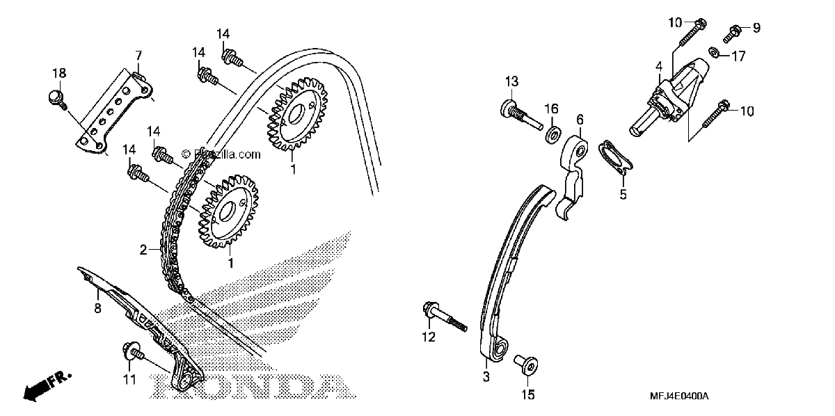 Diagrama de CAM CHAIN TENSIONER