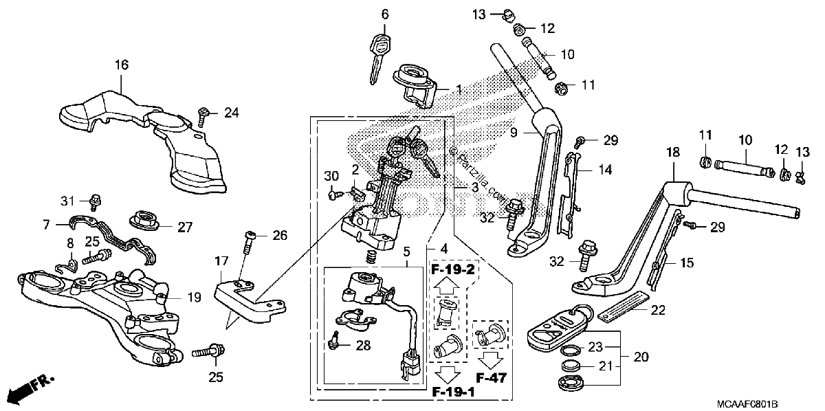 Diagrama de HANDLEBAR TOP BRIDGE GL1800 06