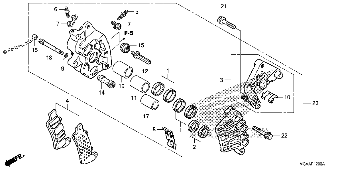 Diagrama de RIGHT FRONT BRAKE CALIPER GL1800