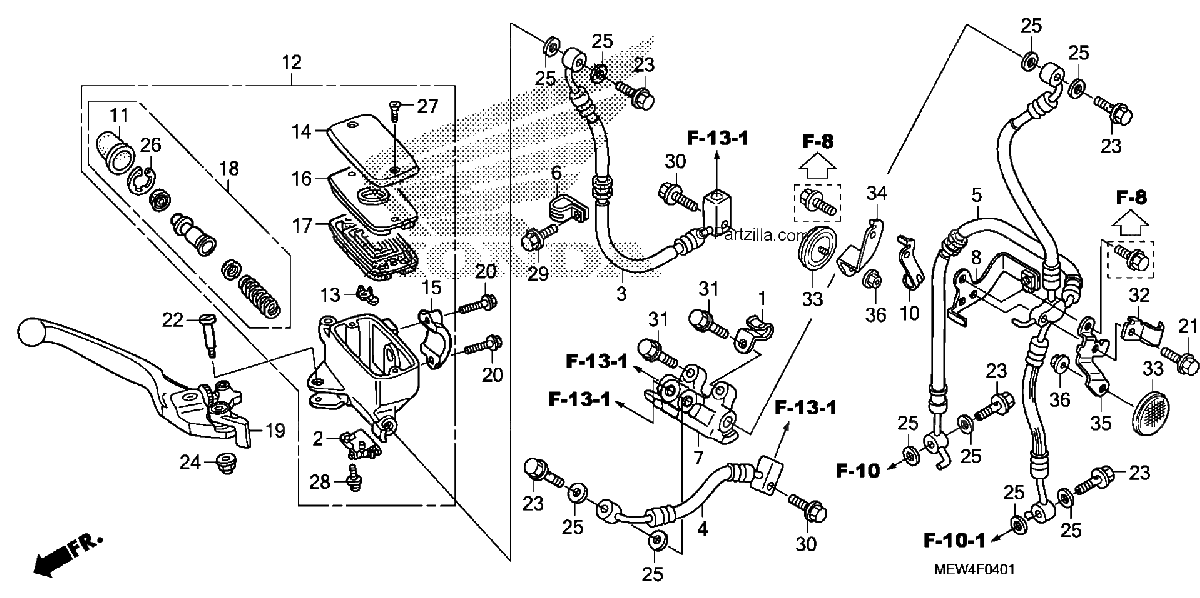Diagrama de FRONT BRAKE MASTER CYLINDER ABS