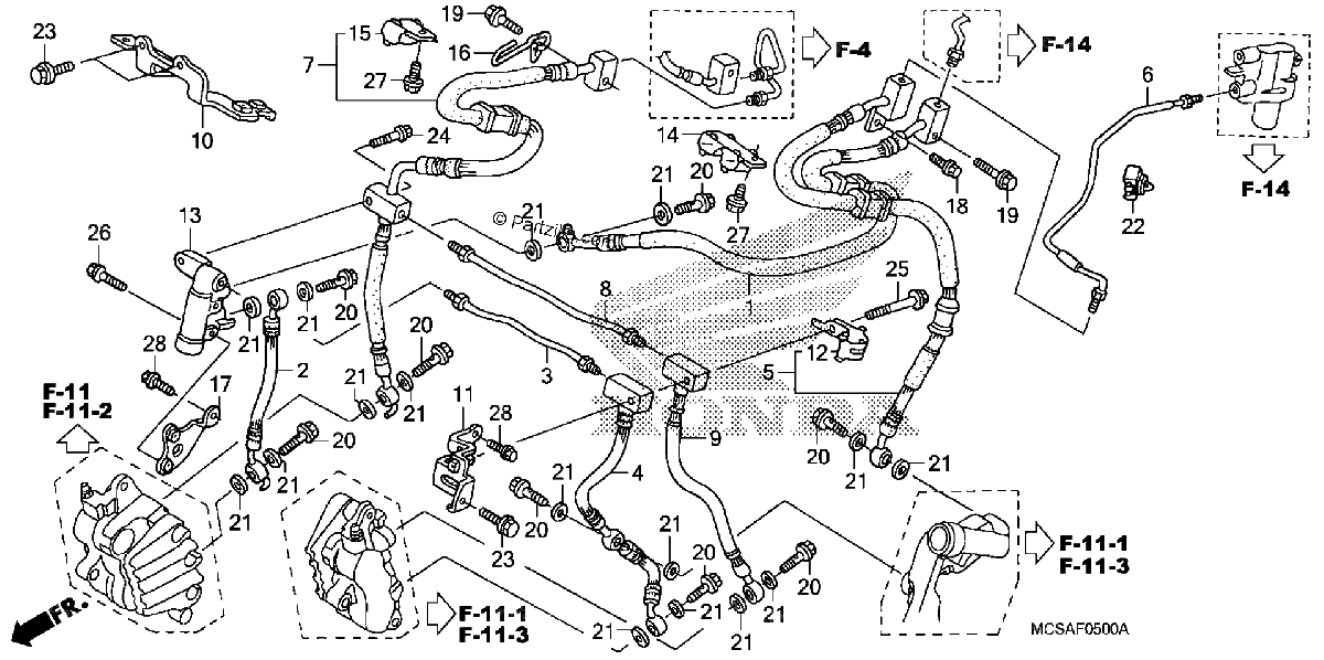 Diagrama de FRONT BRAKE HOSE ST1300