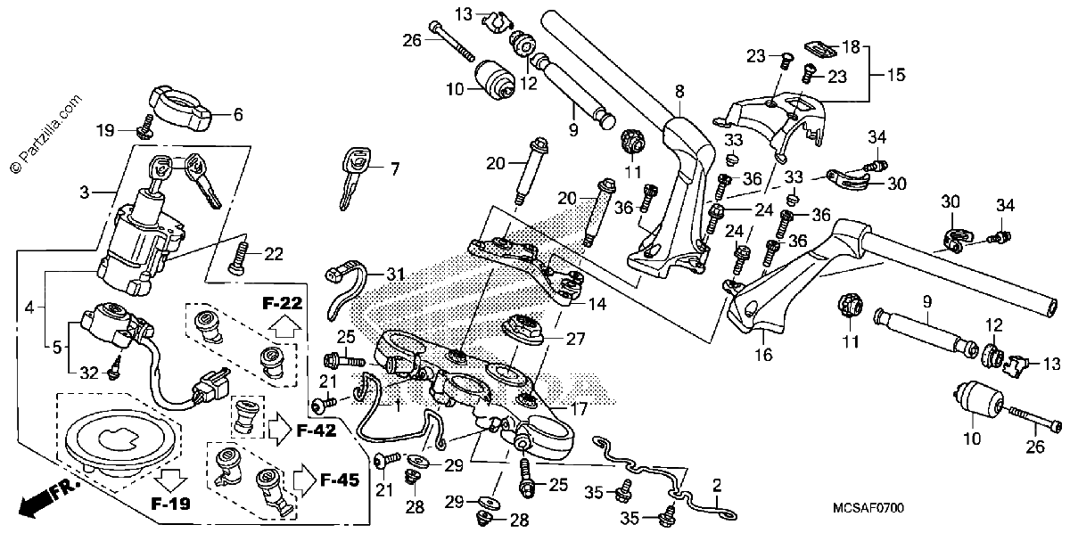 Diagrama de HANDLEBAR TOP BRIDGE
