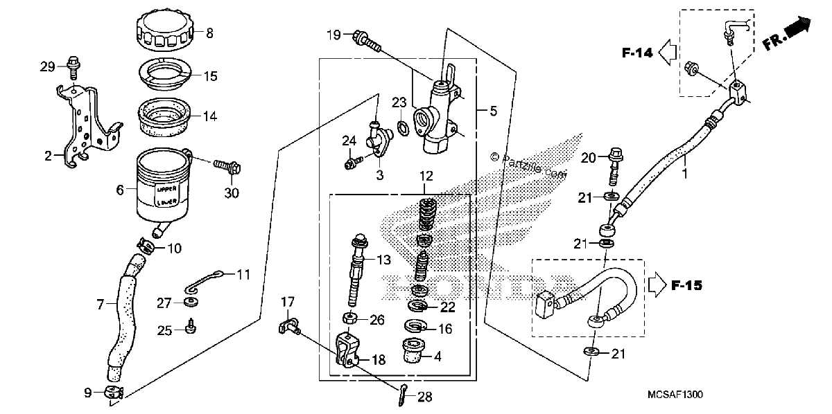 Diagrama de REAR BRAKE MASTER CYLINDER ST1300