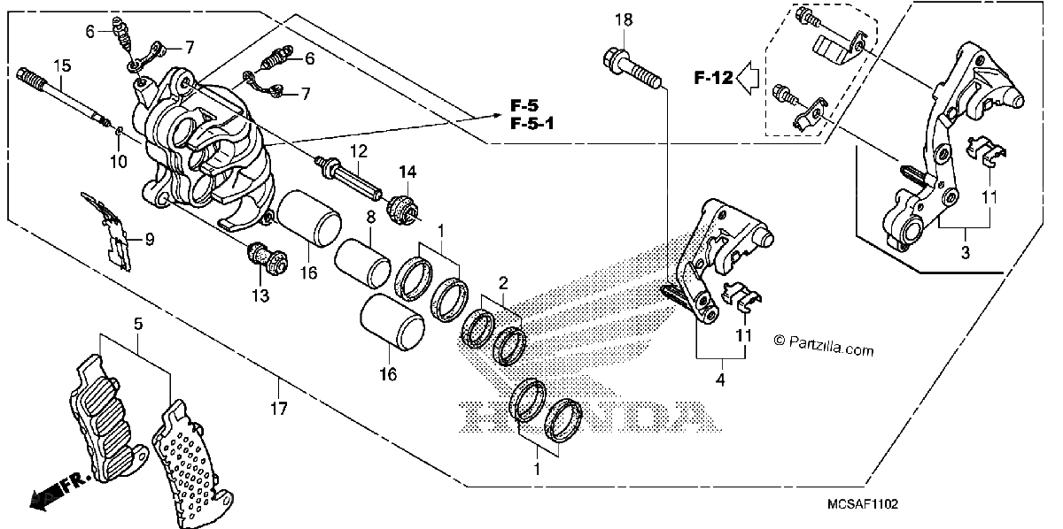 Diagrama de RIGHT FRONT BRAKE CALIPER 08