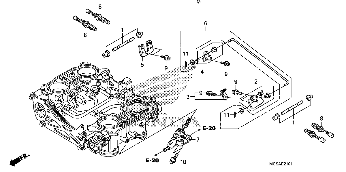 Diagrama de THROTTLE BODY COMPONENT PARTS