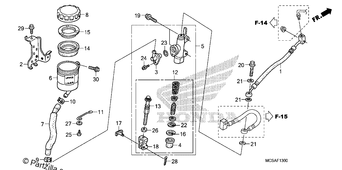 Diagrama de REAR BRAKE MASTER CYLINDER ST1300