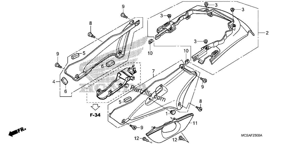 Diagrama de SIDE COVER REAR COWL