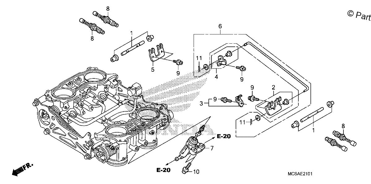 Diagrama de THROTTLE BODY COMPONENT PARTS