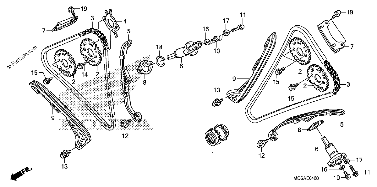 Diagrama de CAM CHAIN TENSIONER