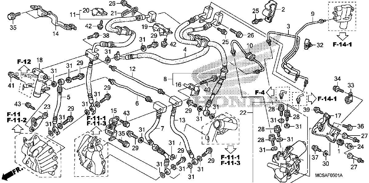 Diagrama de FRONT BRAKE HOSE ST1300A