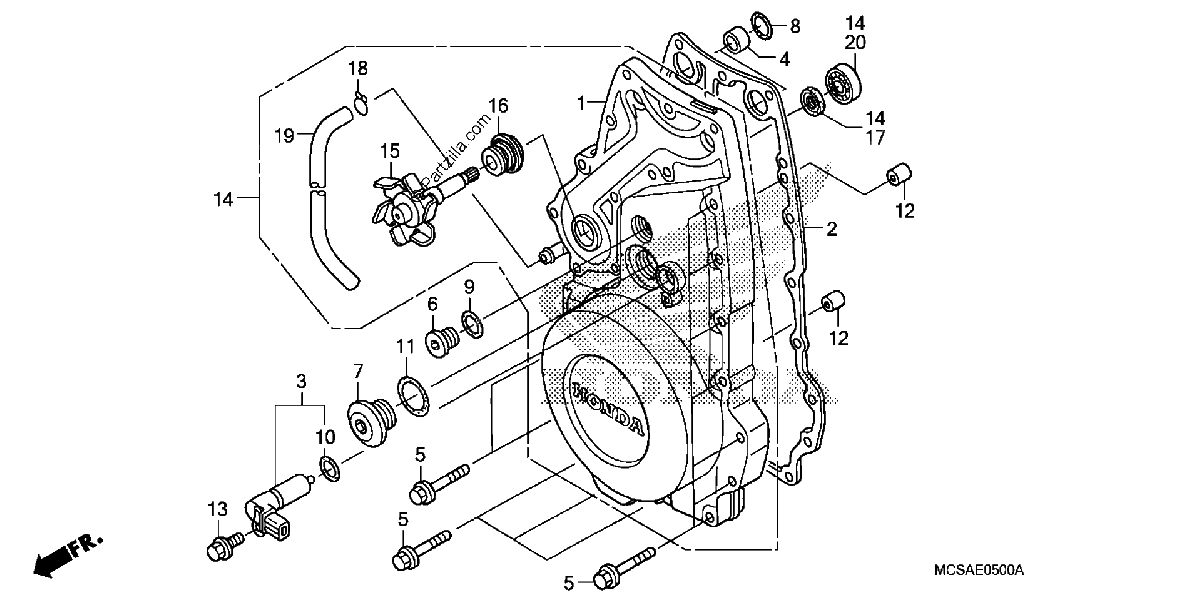 Diagrama de FRONT CRANKCASE COVER
