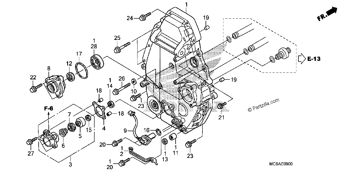 Diagrama de REAR CRANKCASE COVER