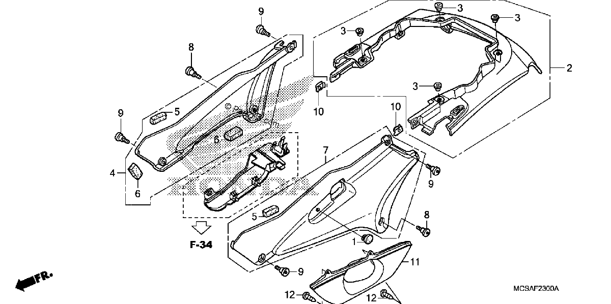 Diagrama de SIDE COVER REAR COWL