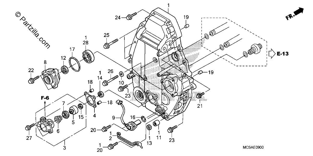 Diagrama de REAR CRANKCASE COVER