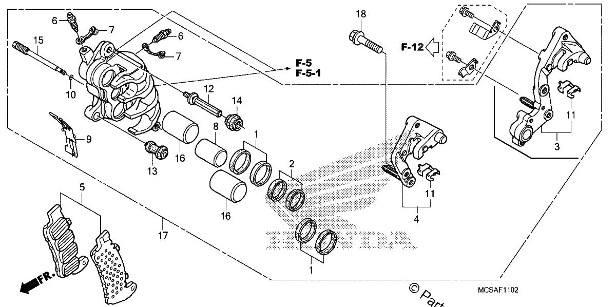 Diagrama de RIGHT FRONT BRAKE CALIPER 08