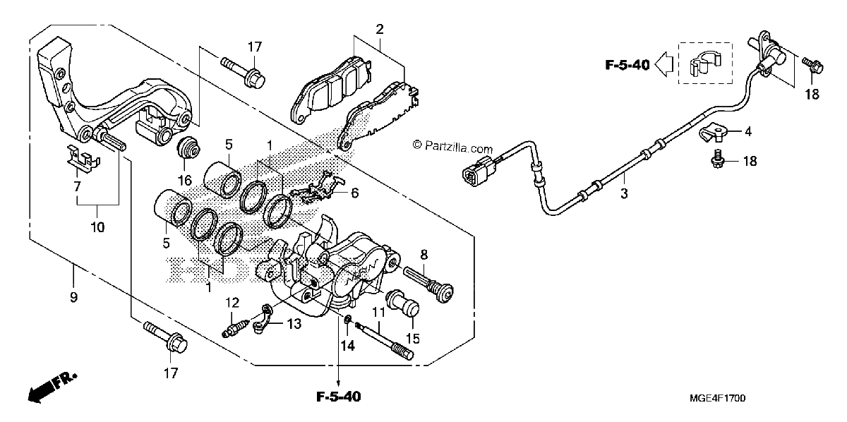 Diagrama de REAR BRAKE CALIPER 1
