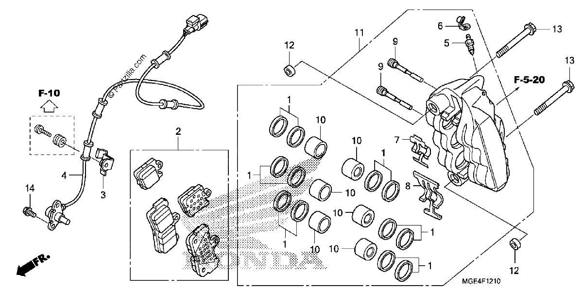 Diagrama de RIGHT FRONT BRAKE CALIPER