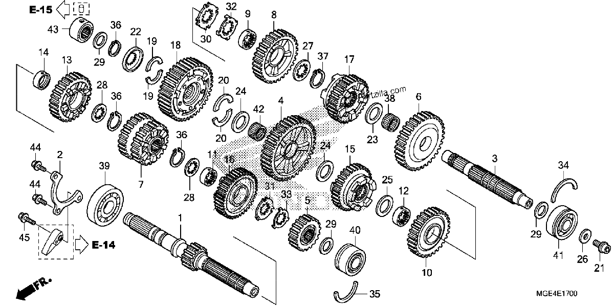Diagrama de TRANSMISSION VFR1200F
