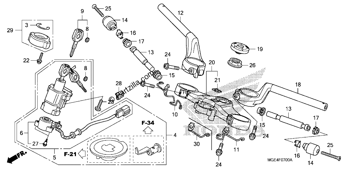 Diagrama de HANDLEBAR TOP BRIDGE