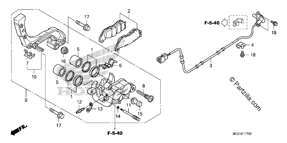 Diagrama de REAR BRAKE CALIPER 1