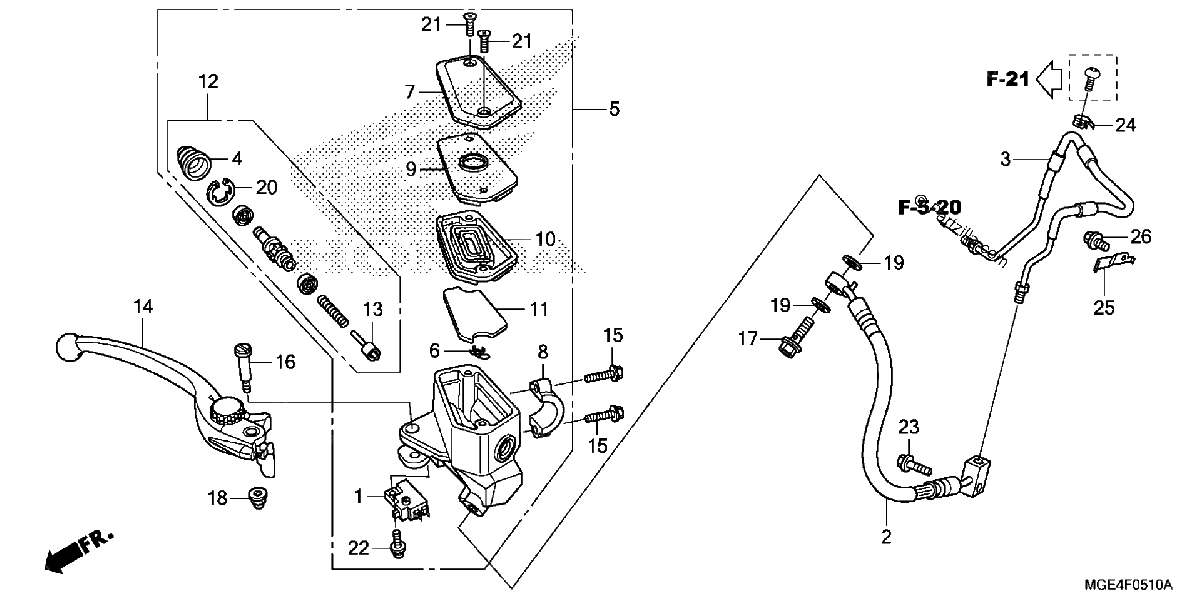 Diagrama de FRONT BRAKE MASTER CYLINDER