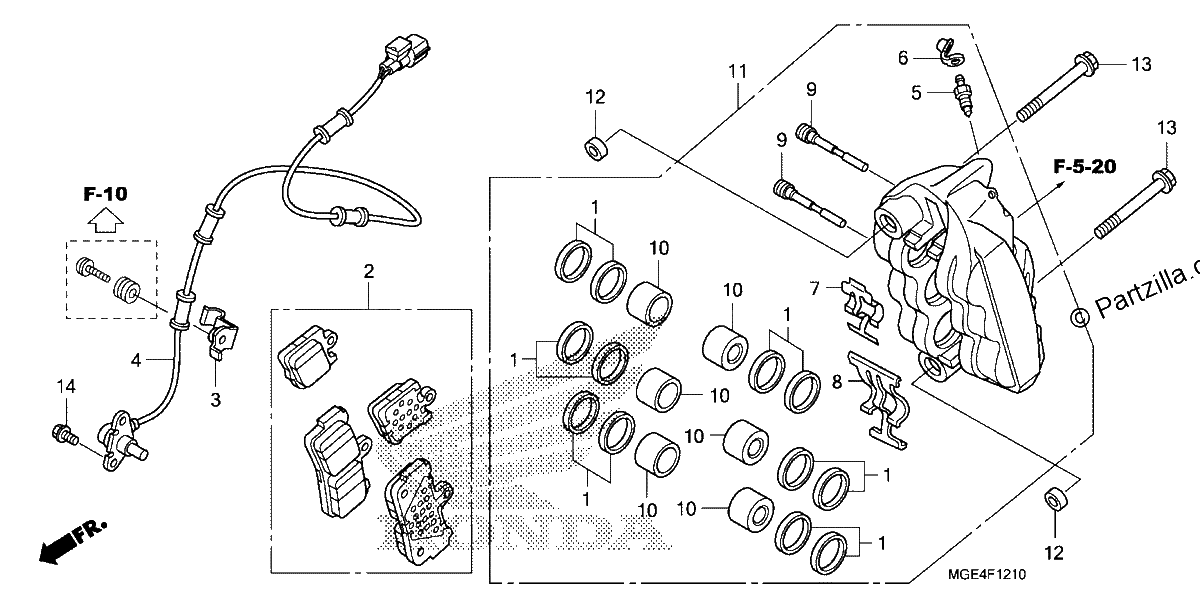 Diagrama de RIGHT FRONT BRAKE CALIPER