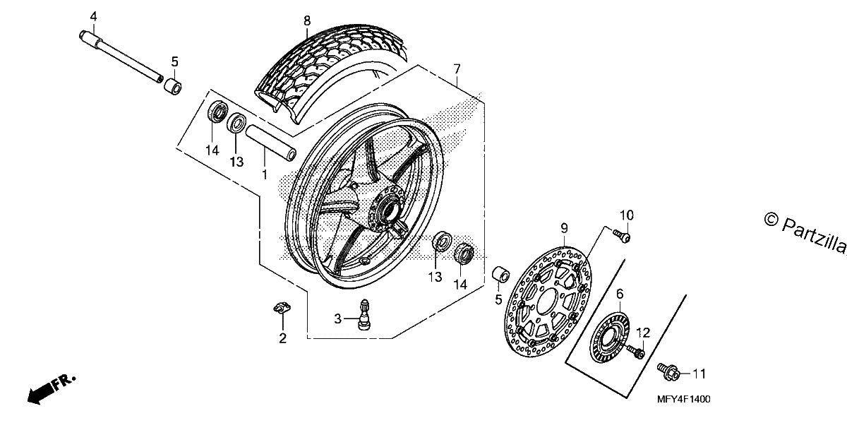 Diagrama de FRONT WHEEL 1