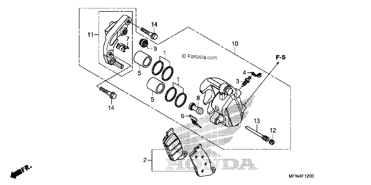 Diagrama de FRONT BRAKE CALIPER VT1300CS