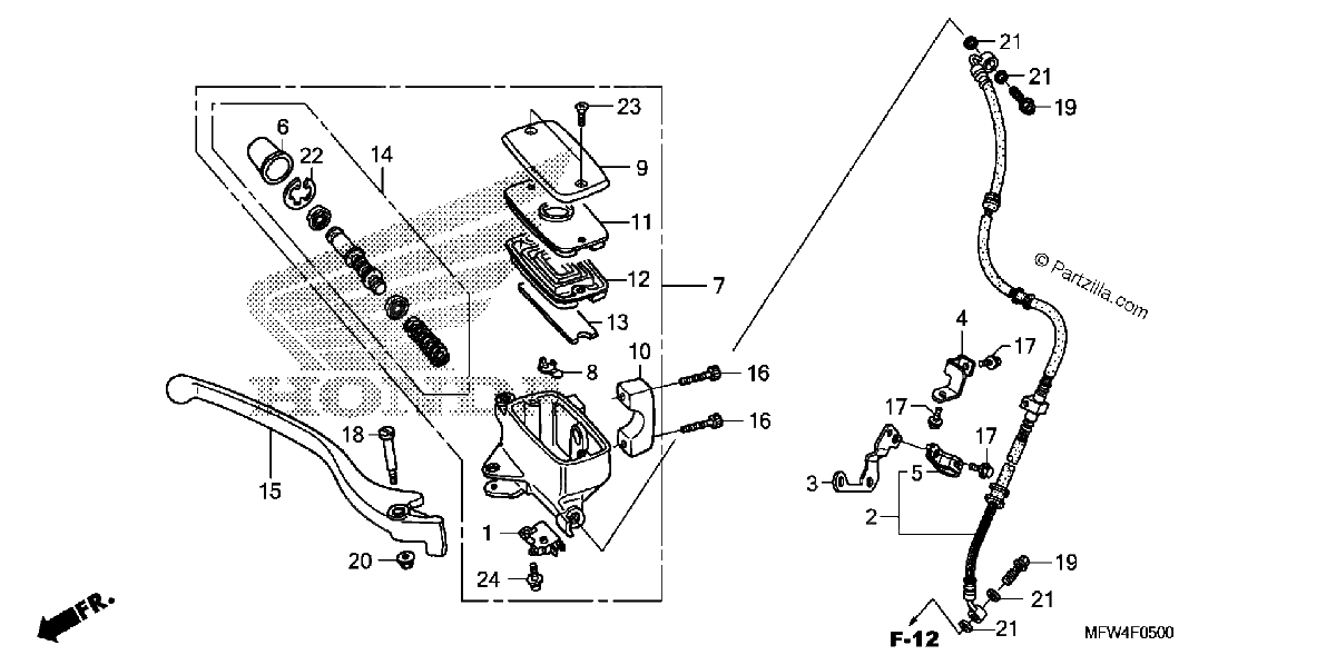 Diagrama de FRONT BRAKE MASTER CYLINDER VT1300CS