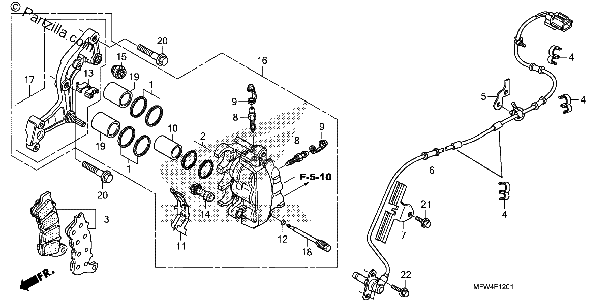 Diagrama de FRONT BRAKE CALIPER VT1300CSA