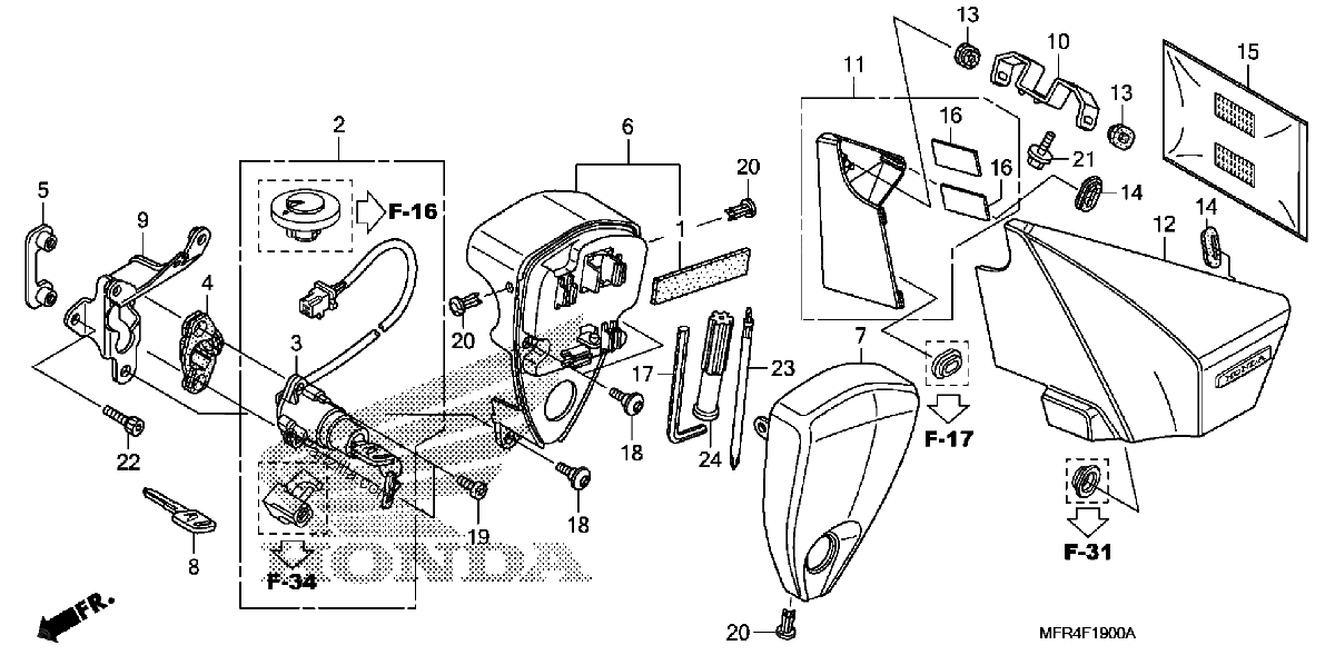 Diagrama de SIDE COVER TOOLS COMBINATION SWITCH