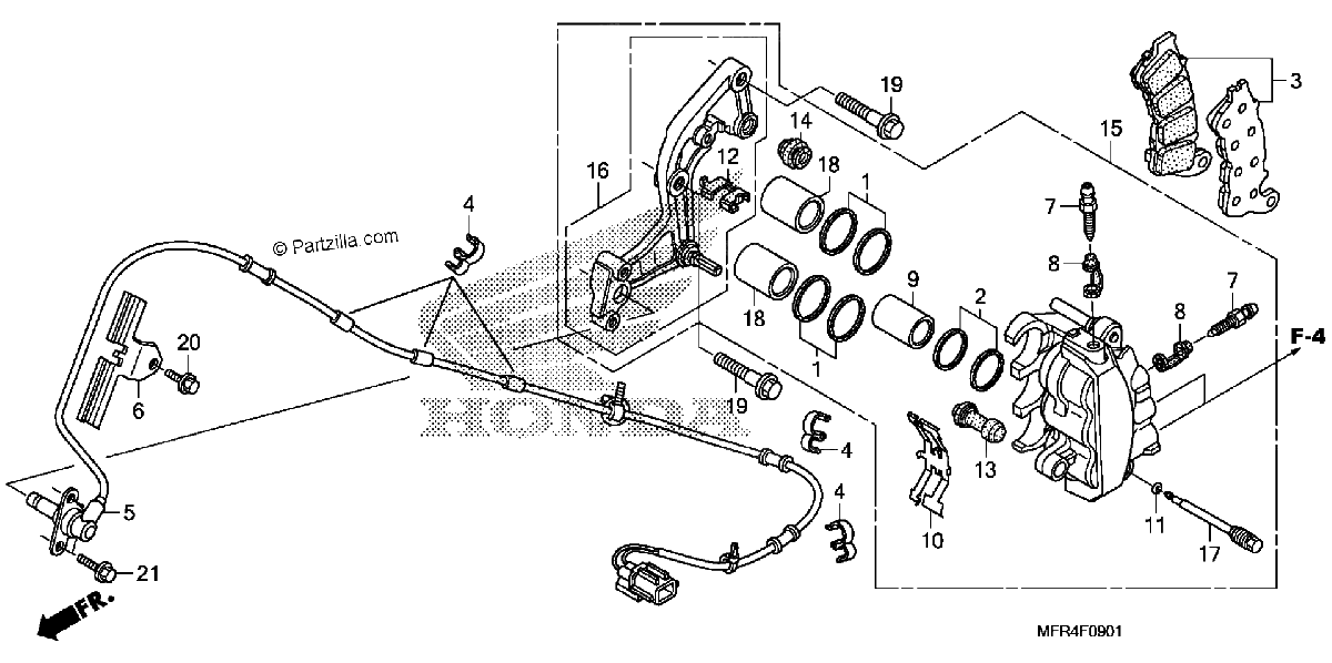 Diagrama de FRONT BRAKE CALIPER VT1300CXA