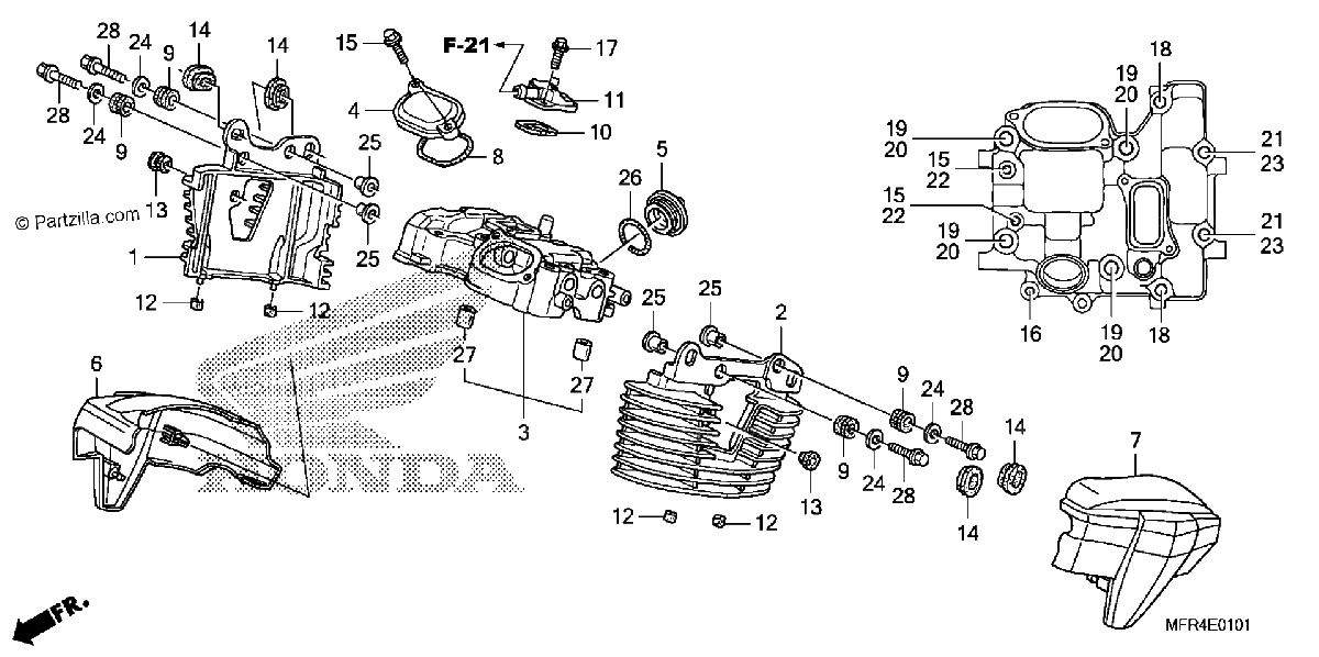 Diagrama de REAR CYLINDER HEAD COVER
