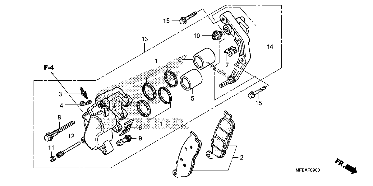 Diagrama de FRONT BRAKE CALIPER VT750C2F C2B