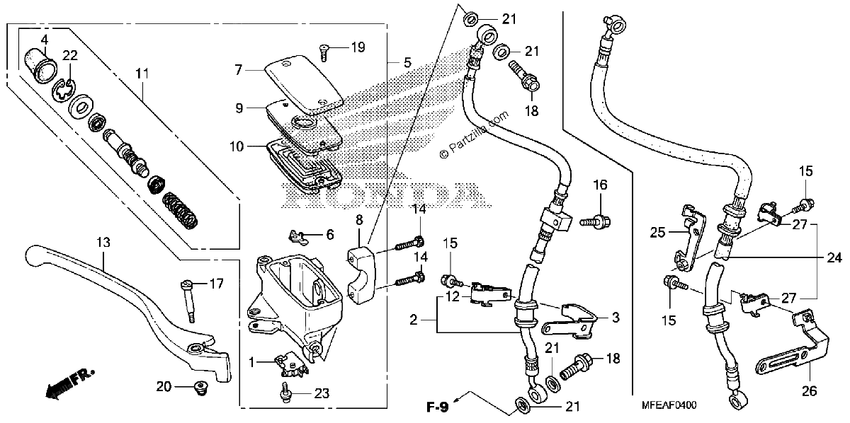 Diagrama de FRONT BRAKE MASTER CYLINDER VT750C2F C2B